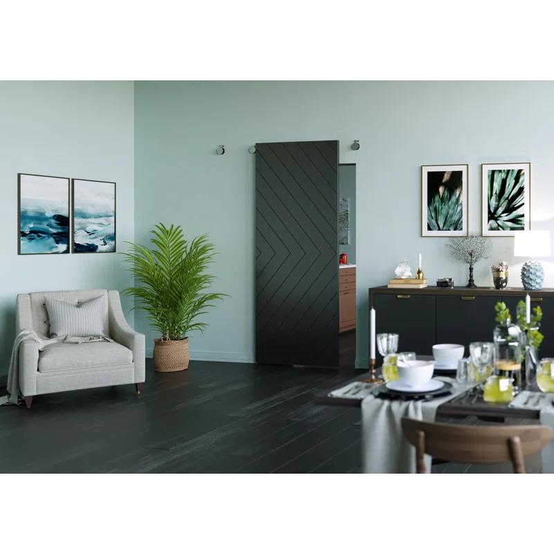 Renin 88'' Solid + Manufactured Wood Paneled Painted without Installation Hardware Kit Barn Door