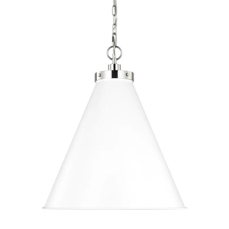 Wellfleet 15.63" Matte White & Polished Nickel Indoor/Outdoor Pendant
