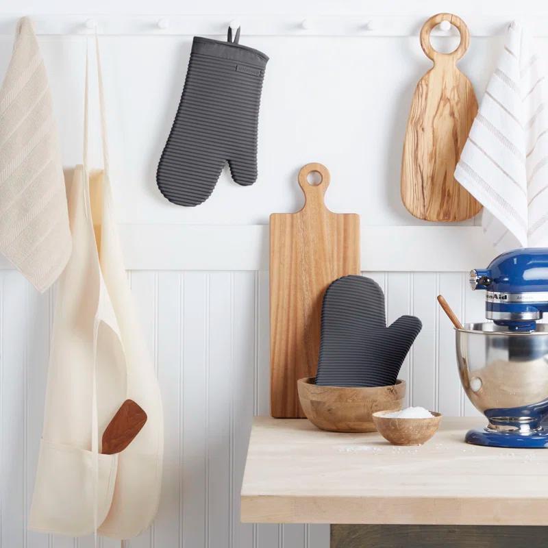 KitchenAid Charcoal Ribbed Soft Silicone Oven Mitts, Set of 2