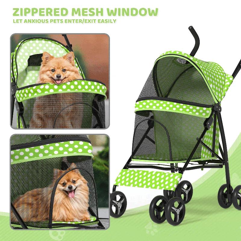 Magshion Pet Stoller Dog Cat Stoller Comfortable Lightweight Stroller With Adjustable Canopy