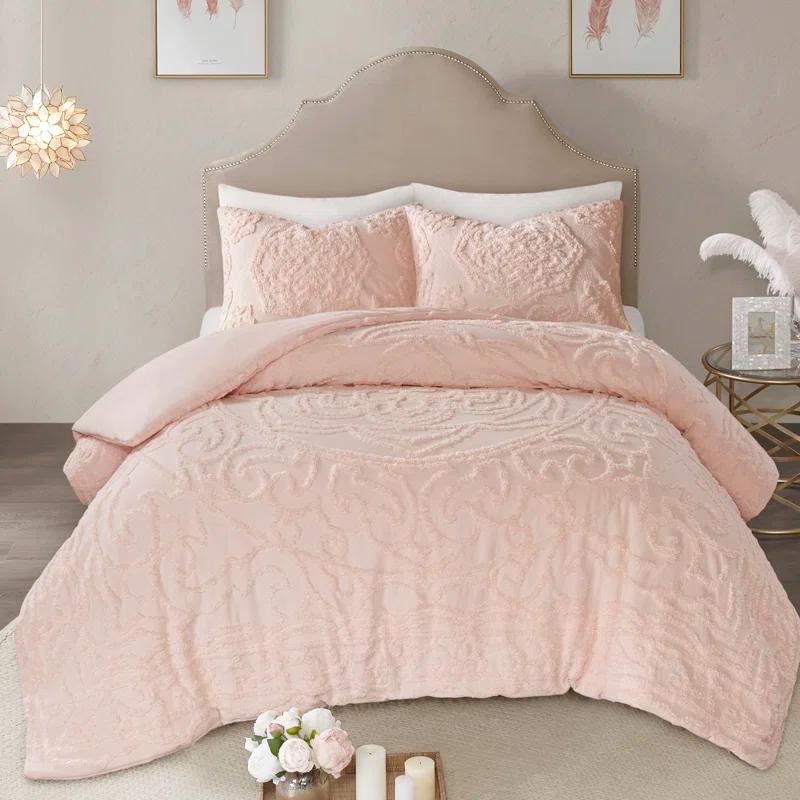 Madison Park Laetitia Tufted Chenille Cotton Medallion Fringe Coverlet Set
