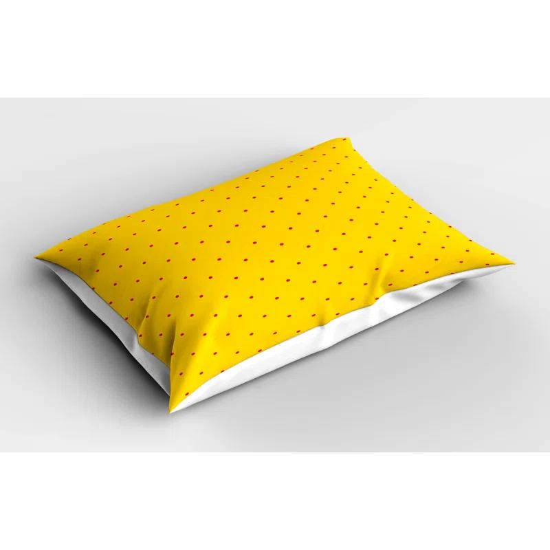 Ambesonne Retro Pillow Sham 2 Pack Vibrant Polka Dotted Design Earth Yellow Vermilion | Wayfair