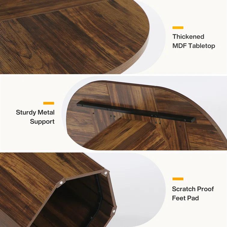 Millwood Pines 55 Inch Oval Dining Table With Wood Base For Dining Room, Kitchen