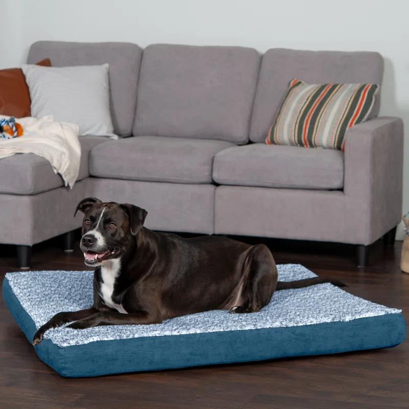 FurHaven Two-Tone Faux Fur and Suede Deluxe Orthopedic Dog Bed