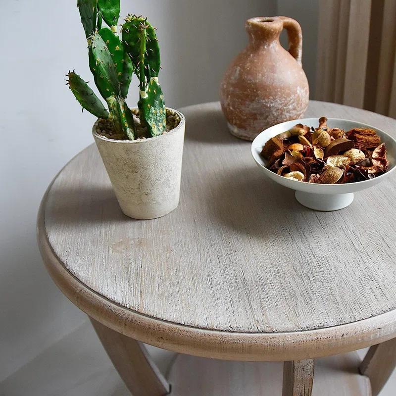 Ophelia & Co. Flora Rustic Farmhouse End Table with Storage Shelf, French Country Accent Side Table