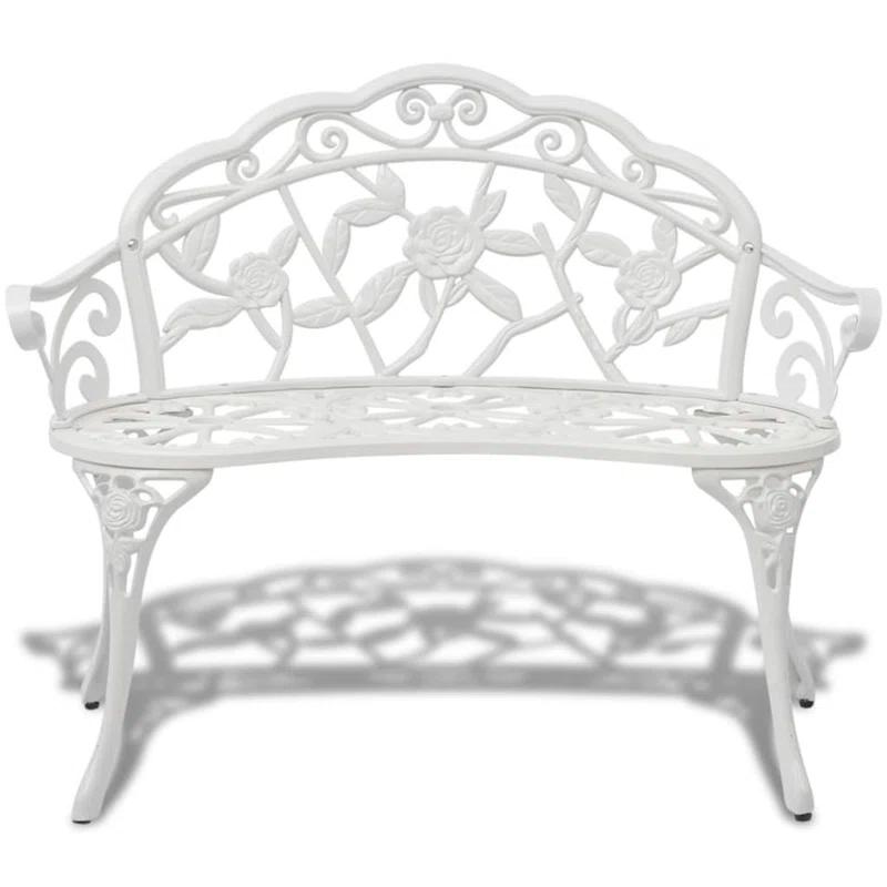 Outdoor Patio Bench Garden Bench Furniture with Armrests Cast Aluminum