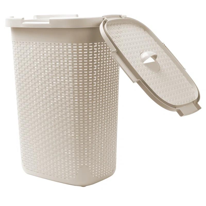 Mind Reader Mind Reader 50L Slim Laundry Hamper, Clothes Basket, Lid, Wicker Design, Plastic