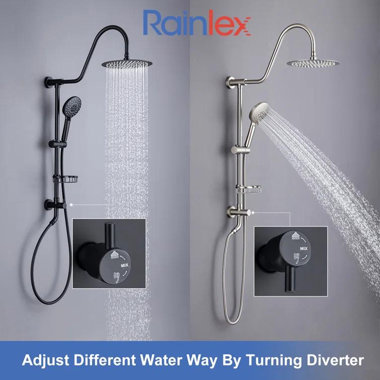 Rainlex Rainlex Rain Shower System Multi-function Hand Shower with  Slide Bar RX2001H