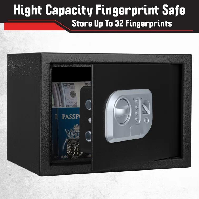 Stalwart Stalwart Electronic Safe - Digital Biometric Fingerprint Lock Box with 2 Override Keys