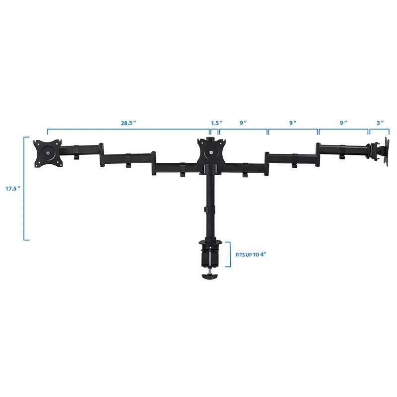 Mount-it Mount-It Full Motion Triple Monitor Mount 3 Screen Desk Stand Fits 13 - 27 in. Computer Monitors