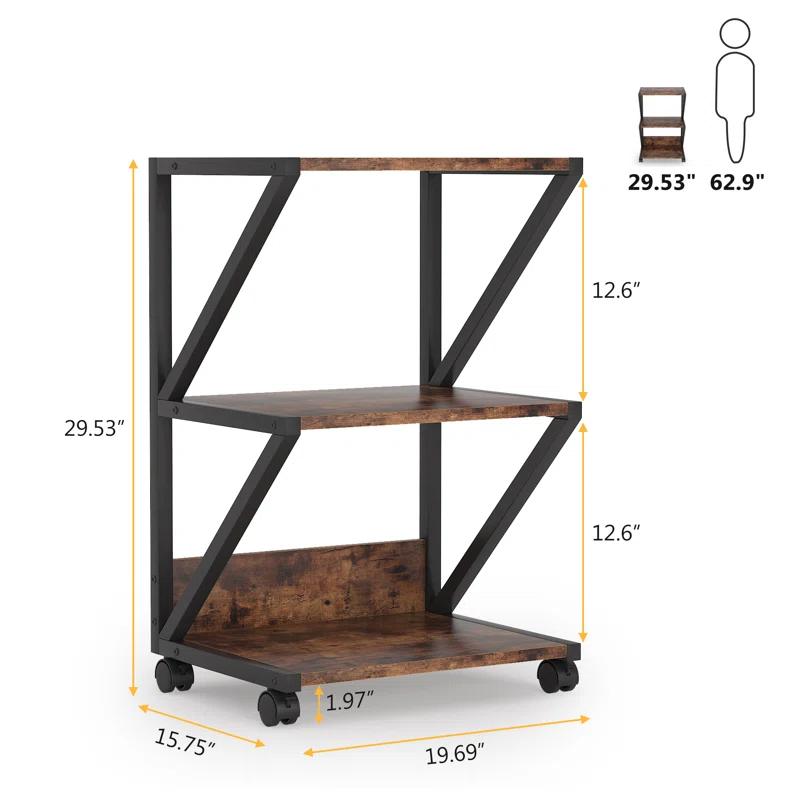 TribeSigns 3-Tier Rolling Printer Cart Under Desk Storage with Storage for Home Office