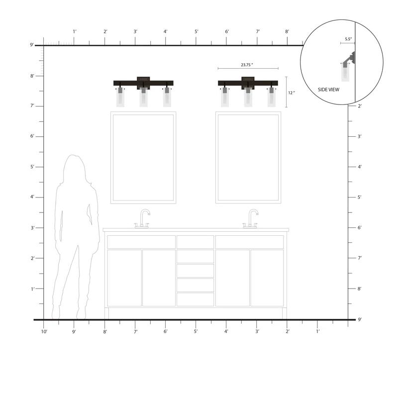 Everly Quinn Janine 3 - Light Dimmable Vanity Light