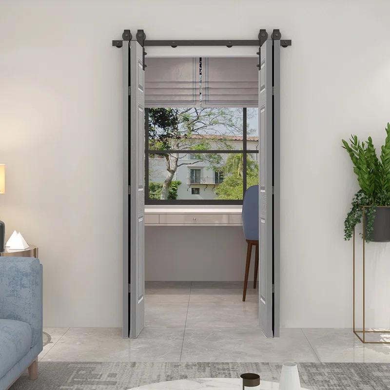 Calhome Paneled MDF Composite Double Bifold Barn Doors with Installation Hardware Kit