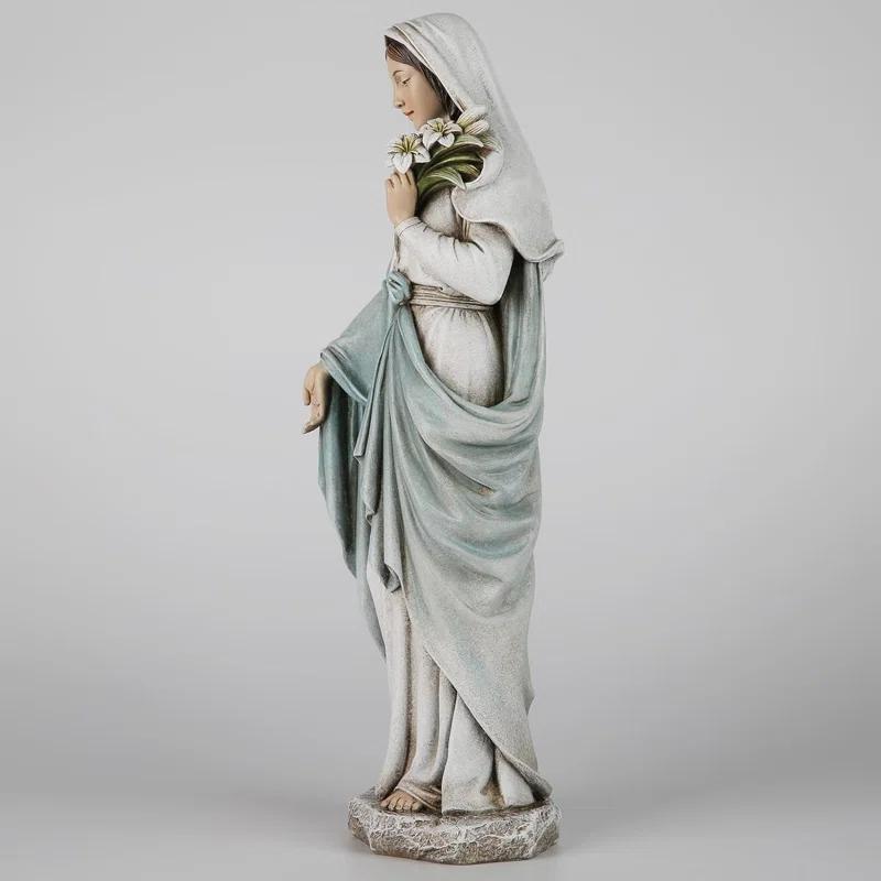 Darby Home Co Blessed Mother Mary Statue - 14 Inch Madonna Virgin Mary Statue Elegant Home Decor, Hand Painted Saint Mary Outdoor Garden Statue For Home Yard Patio Lawn Hallway Decor