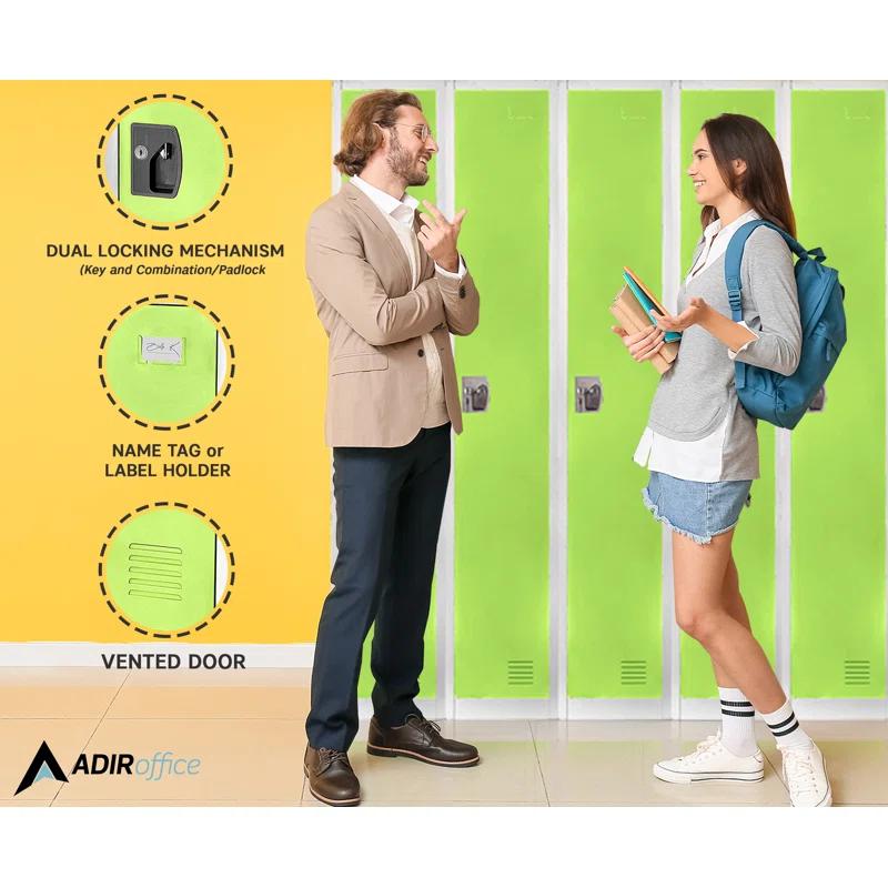 AdirOffice 12'' Wide Steel 1-Tier School and Gym Locker (Set of 4)