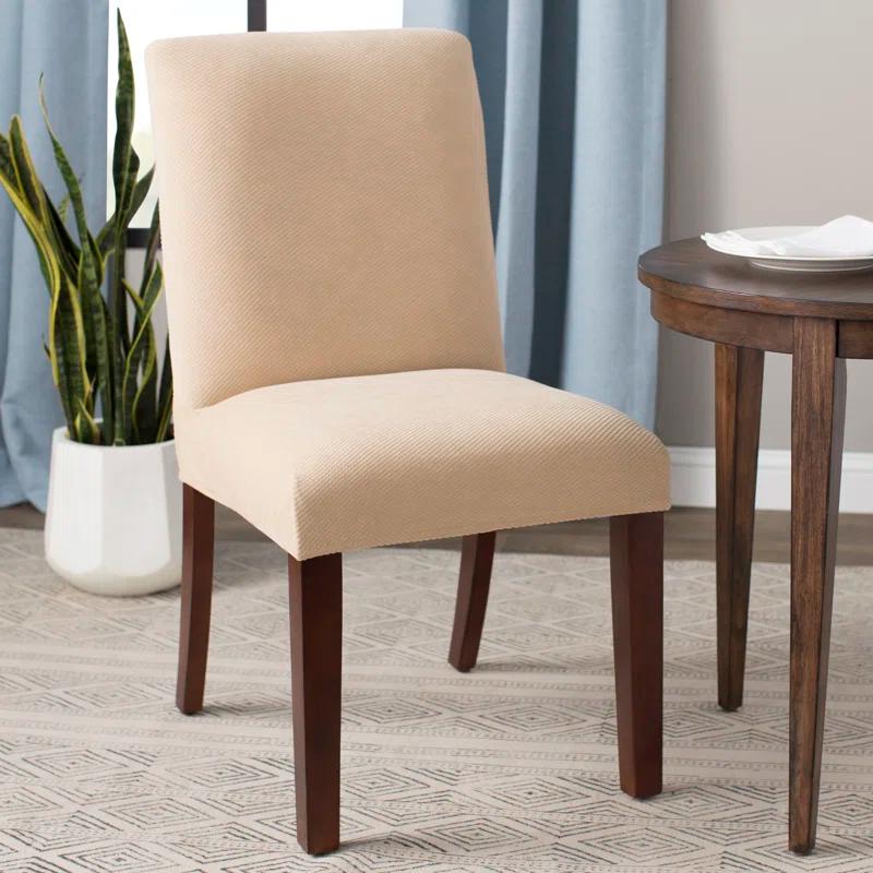 Stretch Pique Box Cushion Dining Chair Slipcover