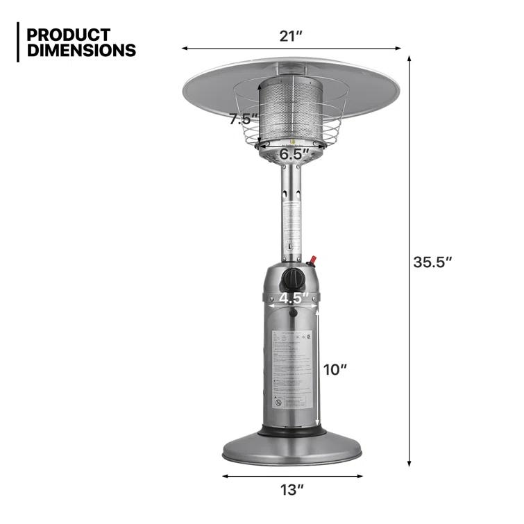 MoNiBloom Propane Gas Patio Heater, Outdoor 11,000 BTU Table Top Heater with Pilot Light for Garden Backyard