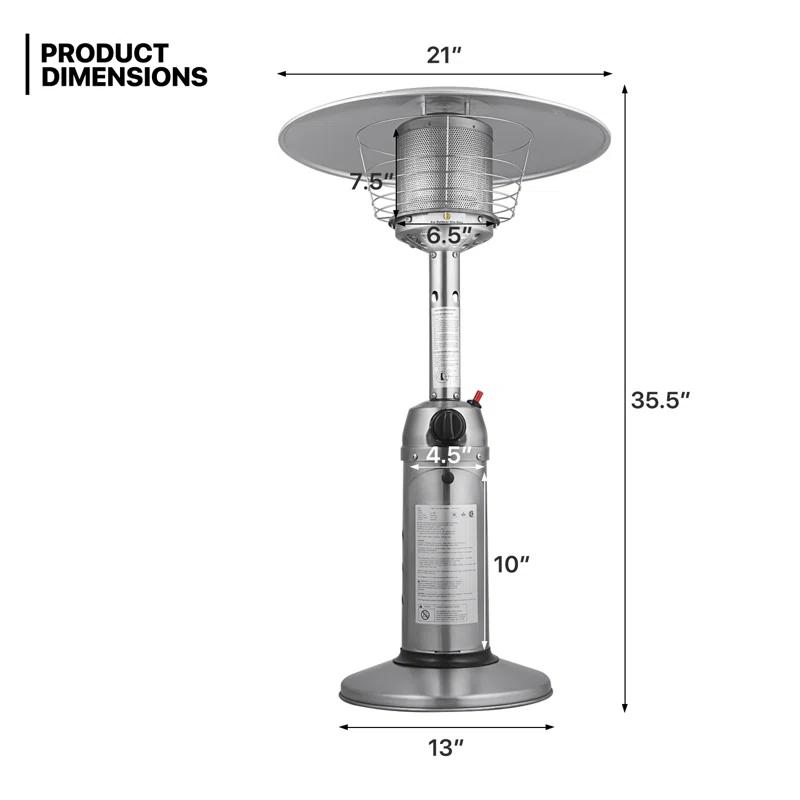 MoNiBloom Propane Gas Patio Heater, Outdoor 11,000 BTU Table Top Heater with Pilot Light for Garden Backyard