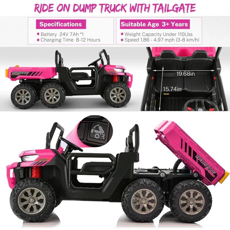 Himimi Delia Himimi 24 Voltage  Ride On Dump Truck, 2 Seater Kids UTV with Electric Dump Bed, Remote Control