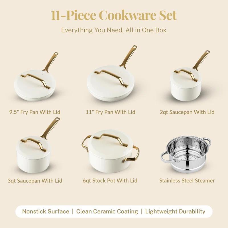 Gotham Steel Gotham Steel Modern Collection 11 Pc Cream Nonstick Cookware Set