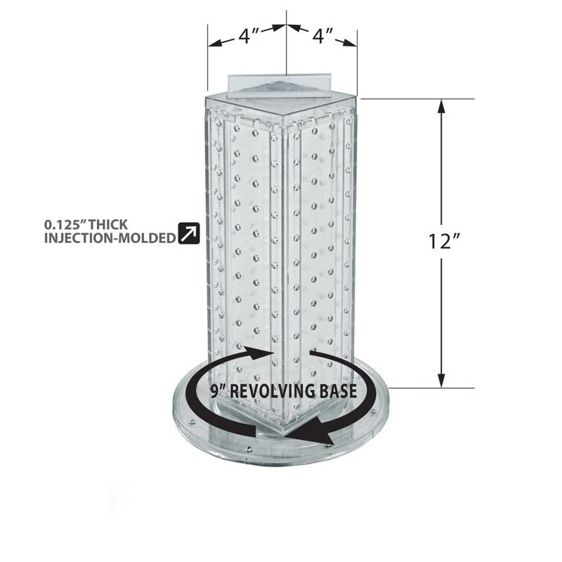 Four-sided 4"W x 12"H Pegboard Tower with Revolving 9" Base
