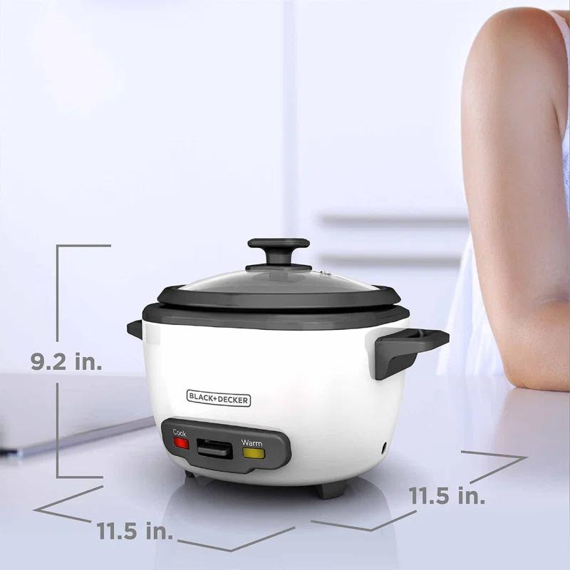 BLACK+DECKER BLACK+DECKER, Rice Cooker, Uncooked Rice, Steaming Basket, Removable Non-Stick Bowl, One Touch