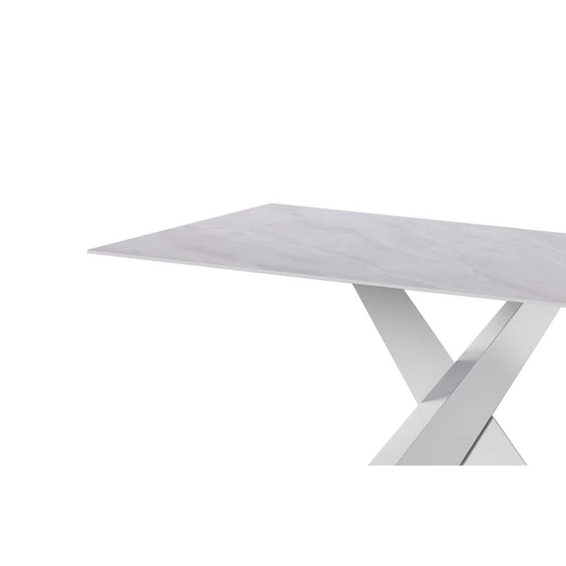 Chintaly Imports Jennifer Contemporary Sintered Stone Top Table w/ Steel Base