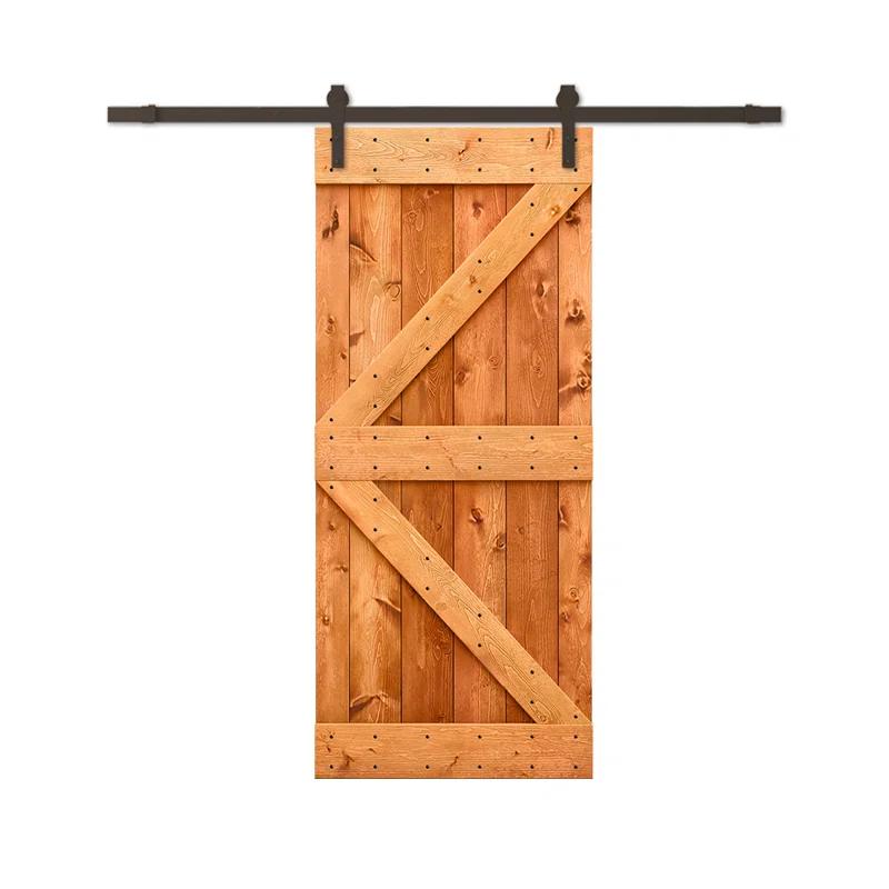 TMS 42'' x 84'' Solid Wood Paneled Painted with Installation Hardware Kit Barn Door