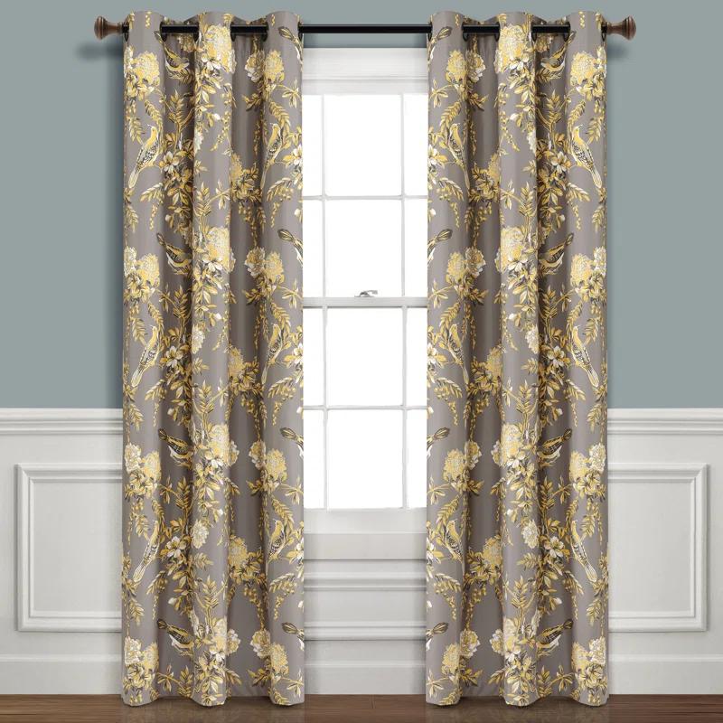 Lush Decor Farmhouse Bird And Flower Polyester Curtain Pair (Set of 2)