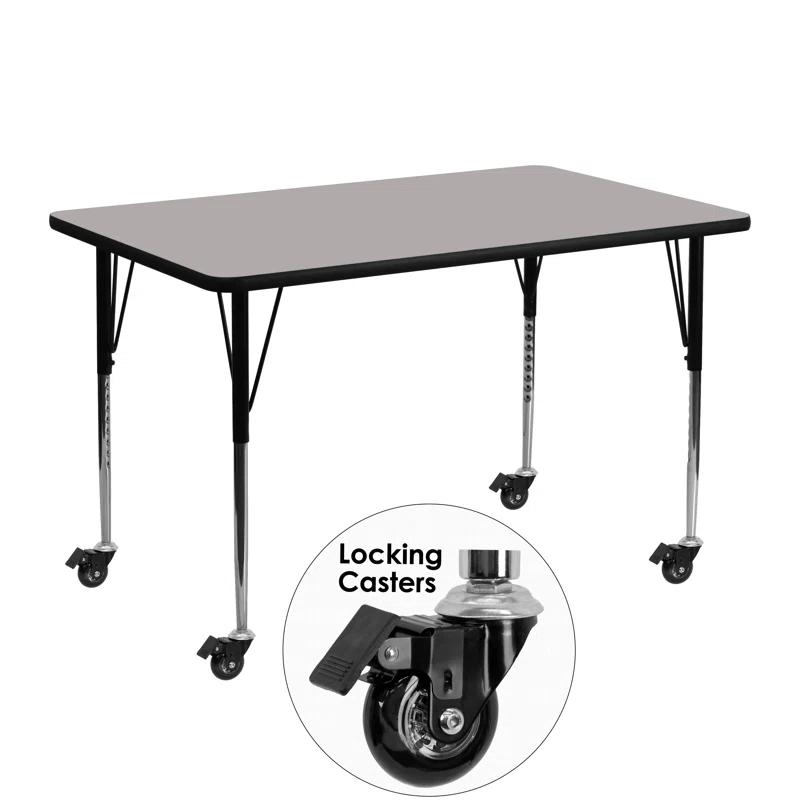 Flash Furniture Goddard Mobile 24''W x 48''L Rectangular HP Laminate Activity Table - Adjustable Legs