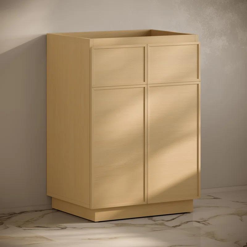 Swiss Madison St. Tropez 24" Freestanding Bathroom Vanity Cabinet Without Top In Natural Oak