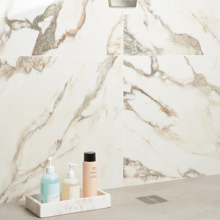 24" x 24" Polished Marble Look Porcelain Floor and Wall Tile (15.5 Sq. Ft. / Case)