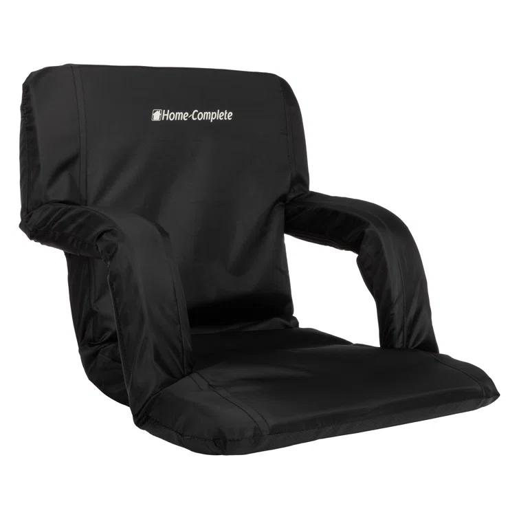 Home-Complete Stadium Seat Chair - Bleacher Cushion with Padded Back Support Armrests 6 Reclining Position