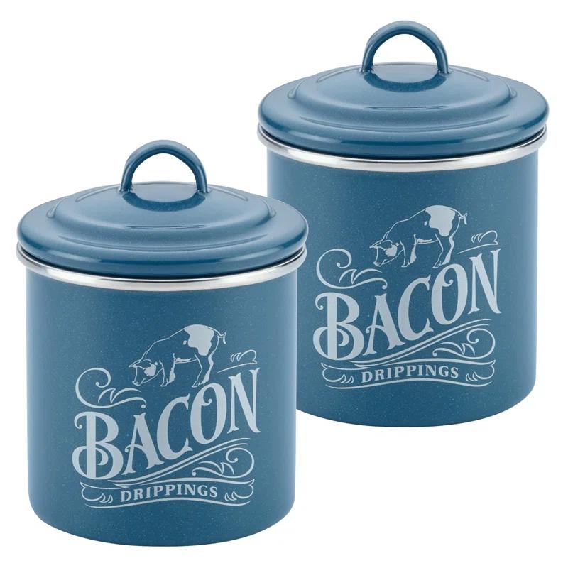 Ayesha Curry Ayesha Collection Enamel on Steel Bacon Grease Cans, Set of 2