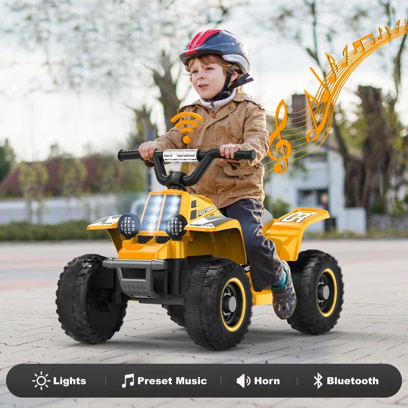 ANPABO 6V 7Ah Powered Ride-on Toy, Electric 4-Wheeler ATV Car w/ Horn, Music Player, Headlight for Kids