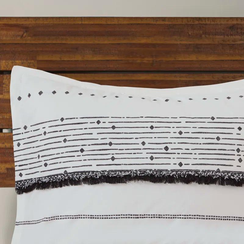 INK+IVY Nea Boho, Mid-Century 3 Piece Stripe Cotton Comforter Set With Tassels