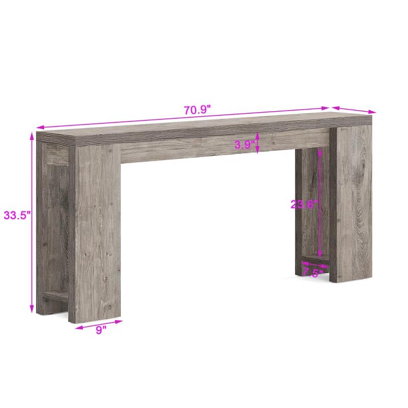 Millwood Pines 70.9" Console Table For Entryway, Farmhouse Wood Sofa Couch Tale