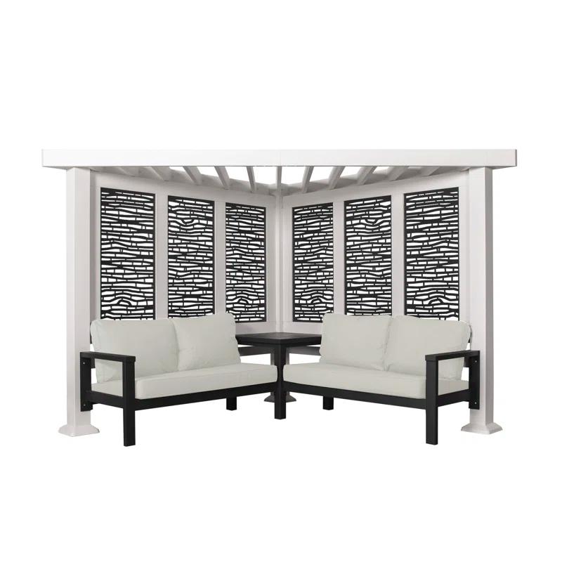 Backyard Discovery Backyard Discovery Ridgedale 12' x 8' Modern Galvanized Steel Cabana Corner Pergola with Shade Sail Canopy and Conversation Seating
