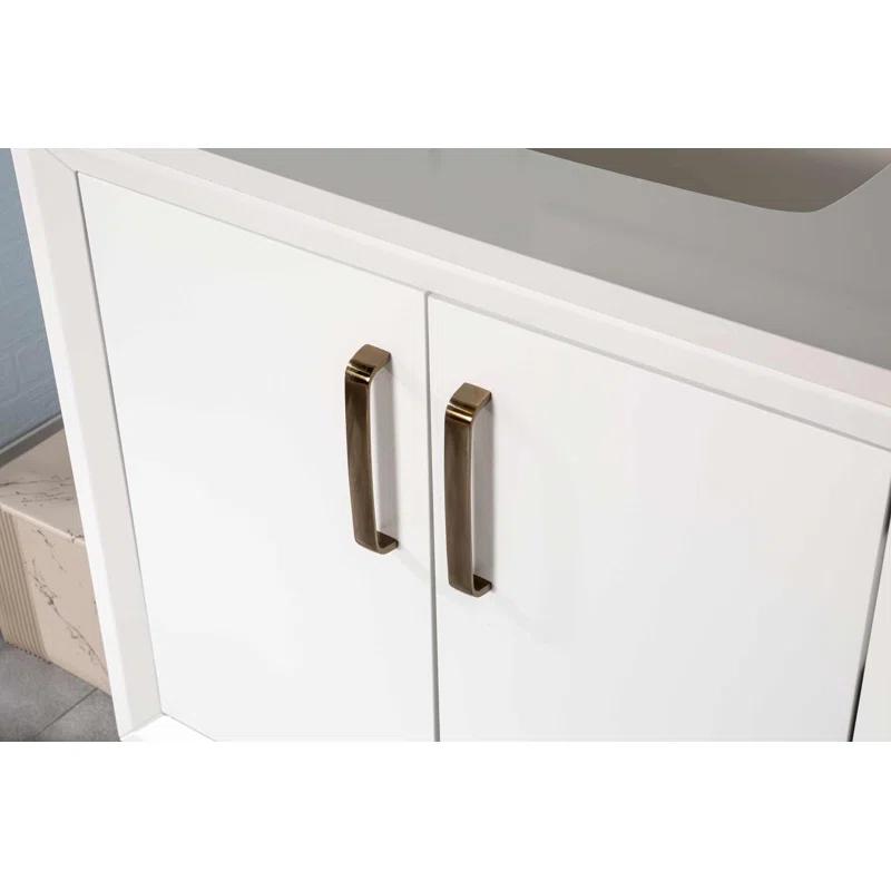 Fabia 30'' Free-standing Single Bathroom Vanity with Quartz Vanity Top & Mirror