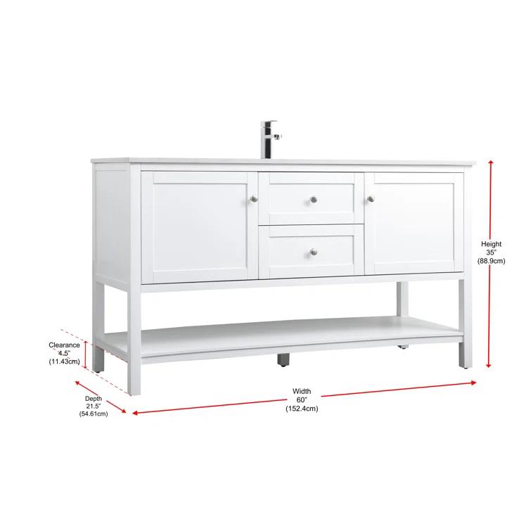 Hokku Designs Heath 60'' Double Bathroom Vanity with Engineered Marble Top