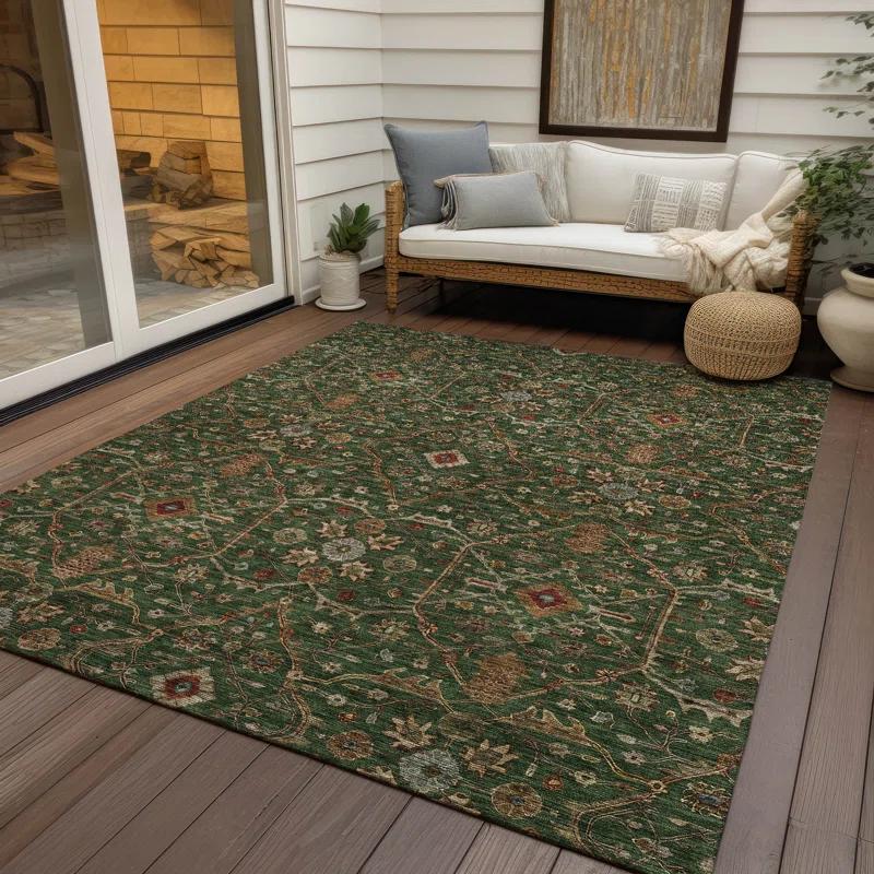 Machine Washable Indoor/Outdoor Chantille ACN1130 Emerald Rug