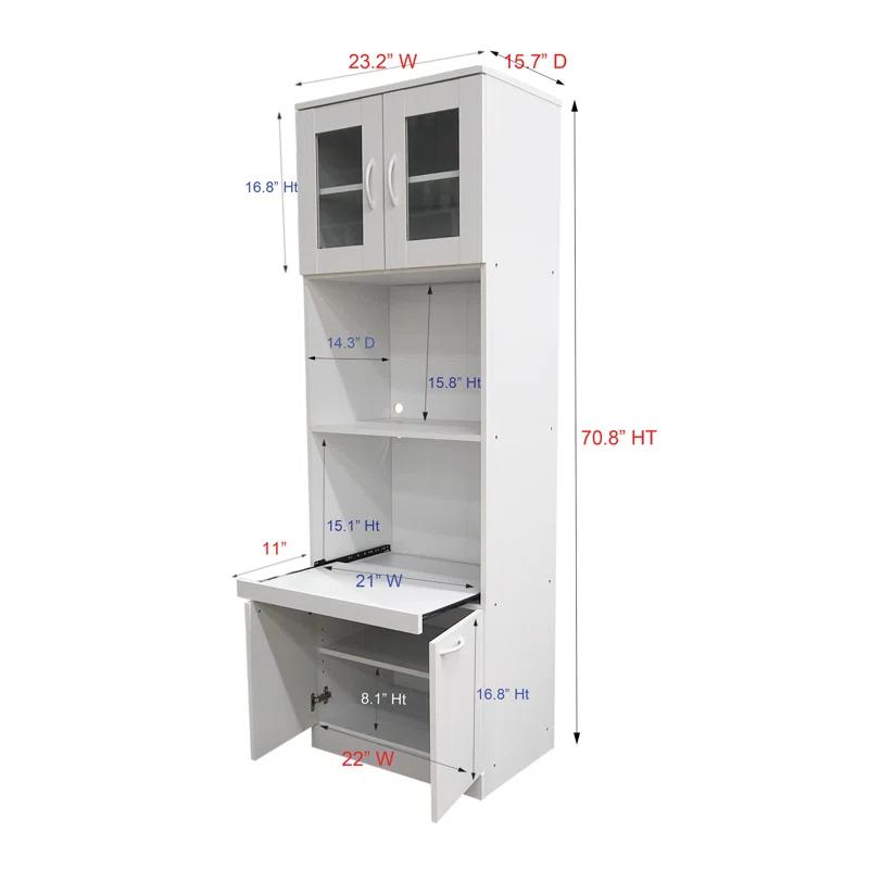 InRoom Designs Danbury Tall Kitchen Pantry, Microwave Storage Cabinet