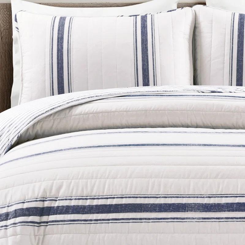 Birch Lane™ Gilroy Farmhouse / Country Cotton Striped Quilt Set