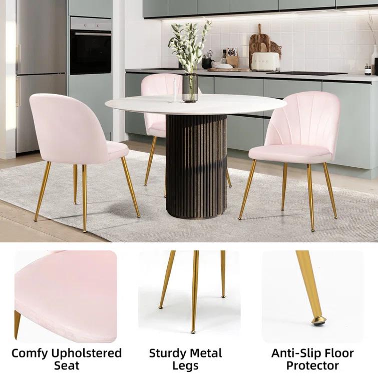 Everly Quinn Velvet Upholstered Stacking Side Chair (Set of 4)