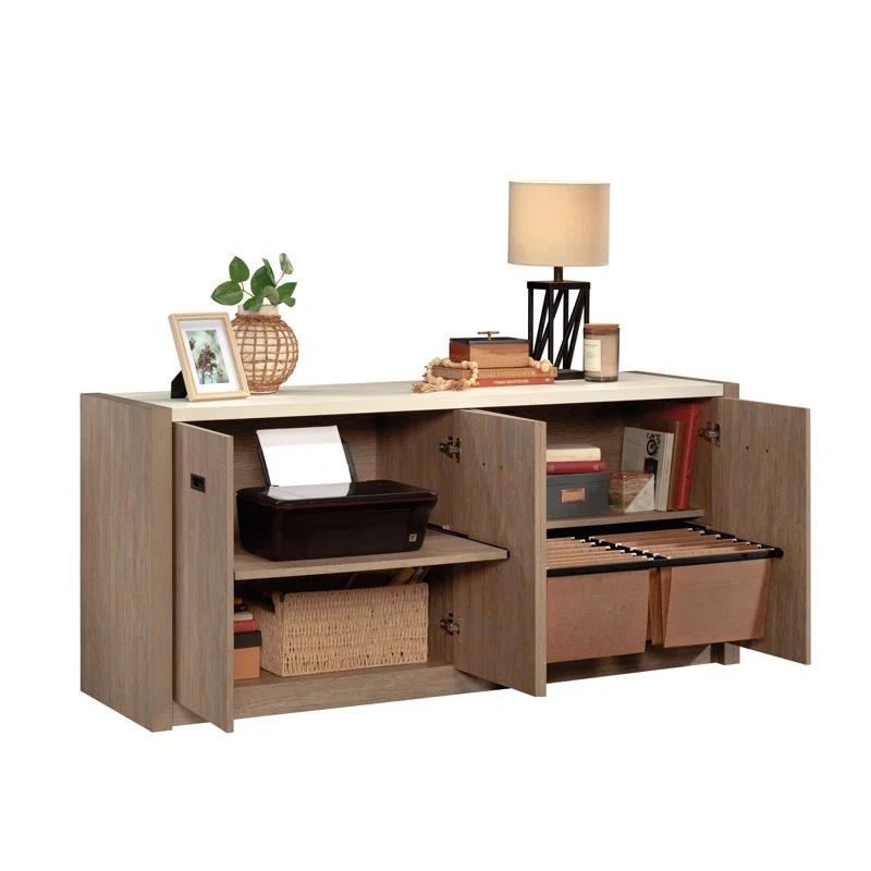 Inbox Zero Eraclio 65.984'' Wide 2 - Shelf Credenza with Cable Management