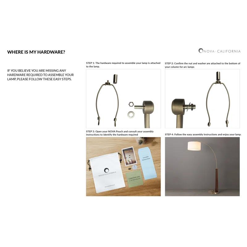Nova of California Culver 3 Light Arc Floor Lamp - 86", Matte Black & Weathered Brass, Dimmer Switch