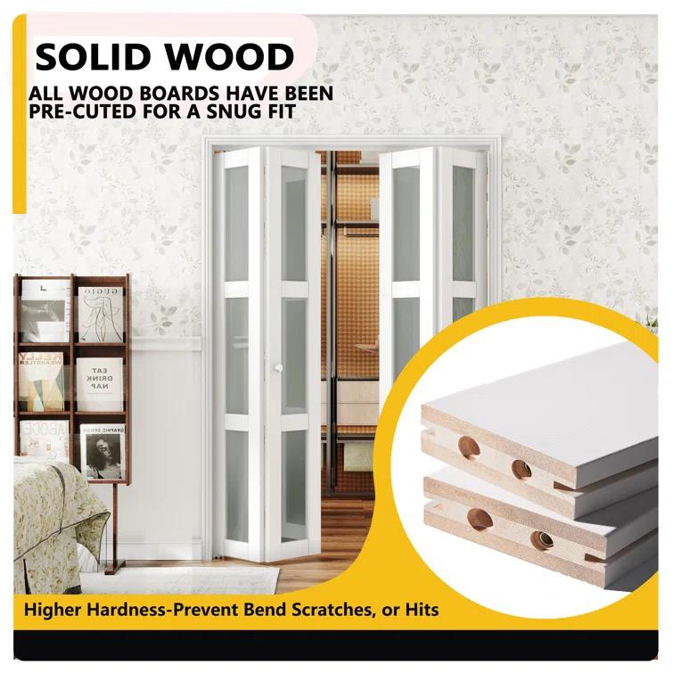 Home Worthy 3 Frosted  Lite Glass Bi-Fold Door With Installation Hardware Kit  And Handle