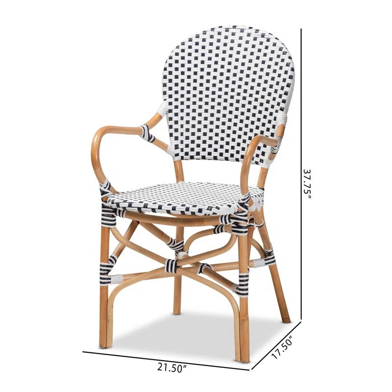 Bayou Breeze Cada Rattan Arm Chair in Black/White/Natural (Set of 2)