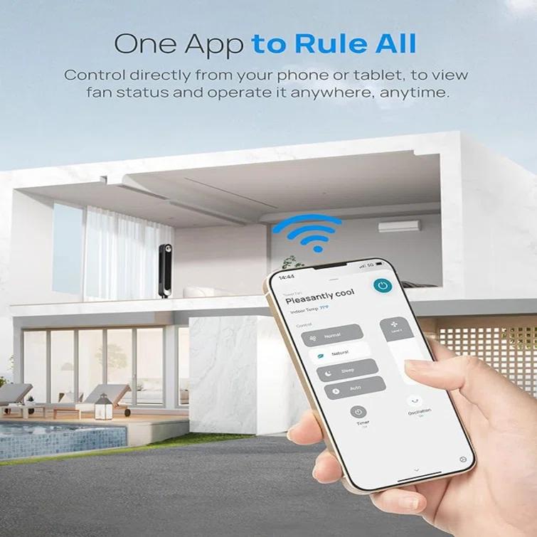 BUILTCO Dreo Smart Tower Fan Wifi Voice Control, Works With Alexa/Google, Cruiser Pro T1S Floor Standing Bladeless Oscillating Fan With Remote, 6 Speeds, 4 Modes, 12H Timer, For Indoor Bedroom Home Office