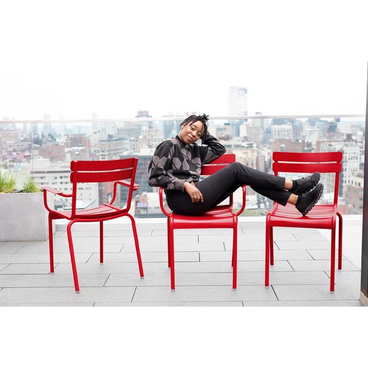 Luxembourg Aluminum/Powder Coated Aluminum Outdoor Stacking Dining Side Chair